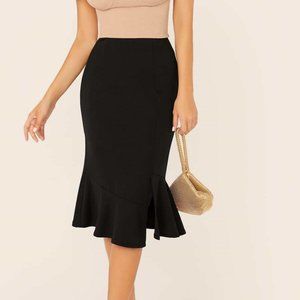 Emma James black skirt peplum fishtail 4 petite
